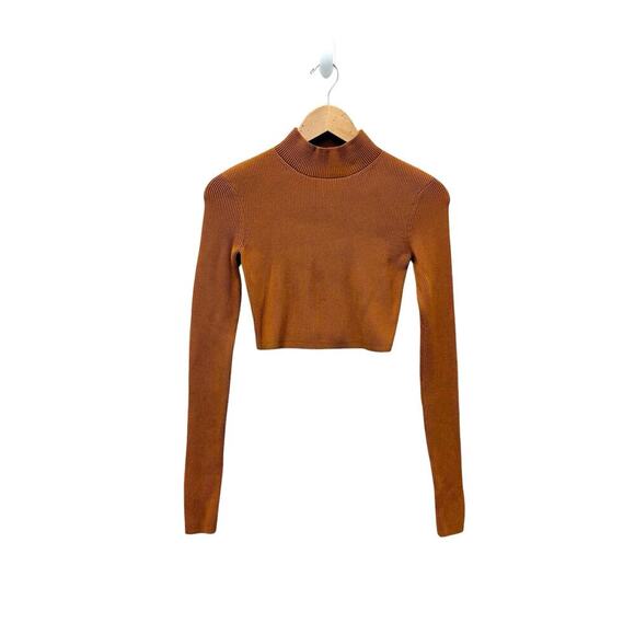 A.L.C. Stacey Cropped Sweater Cognac Women’s Size XS - Picture 2 of 8